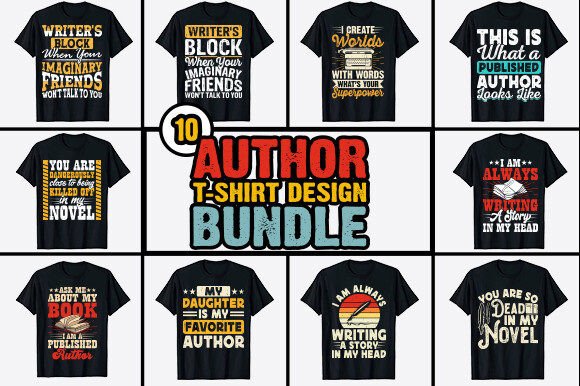 Download Book Writer Author T-shirt Design Bundle - Writer Collection