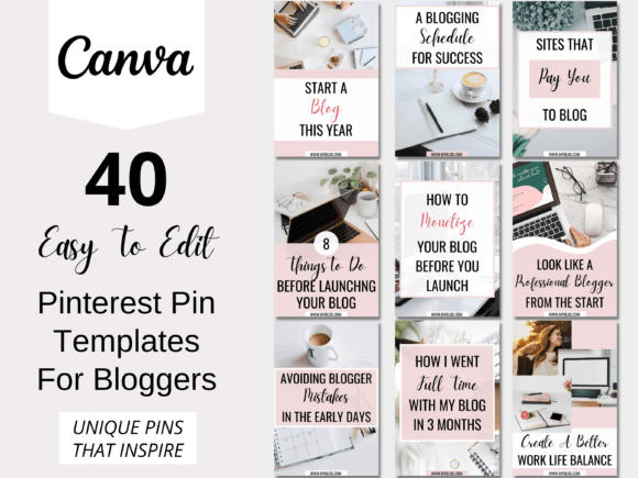 Download Pinterest Template for Canva Pink - Premium Resources