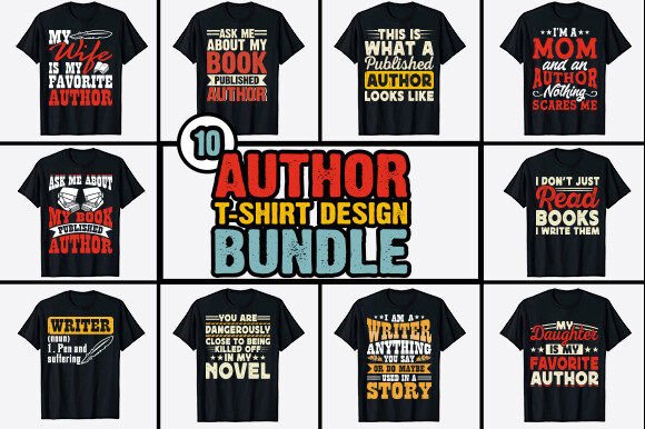Download Book Writer Author T-shirt Design Bundle - Writer Collection