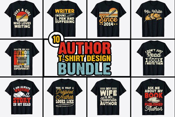 Download Book Writer Author T-shirt Design Bundle - Writer Collection