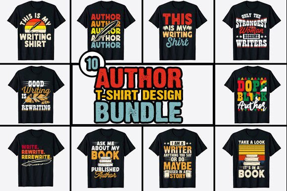 Download Book Writer Author T-shirt Design Bundle - Writer Collection