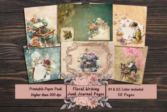 Download Vintage Floral Writer Digital Papers - Writer Collection