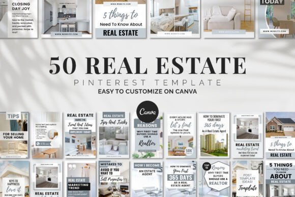 Download Real Estate Pinterest Canva Template - Premium Bundle