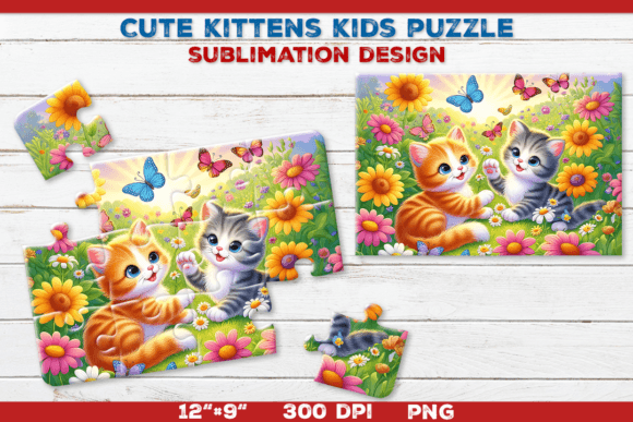 Download Cute Kittens Kids Puzzle Template - Puzzle template Collection