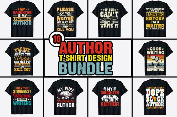 Download Book Writer Author T-shirt Design Bundle - Writer Collection