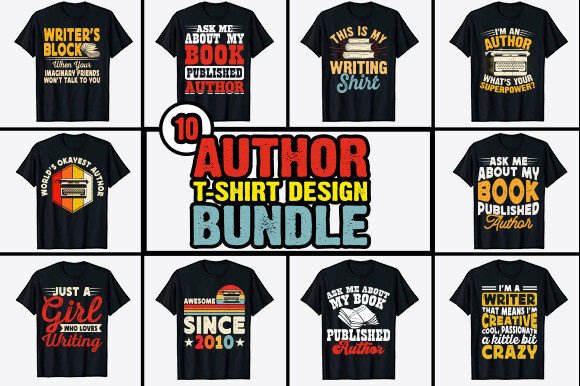 Download Book Writer Author T-shirt Design Bundle - Writer Collection